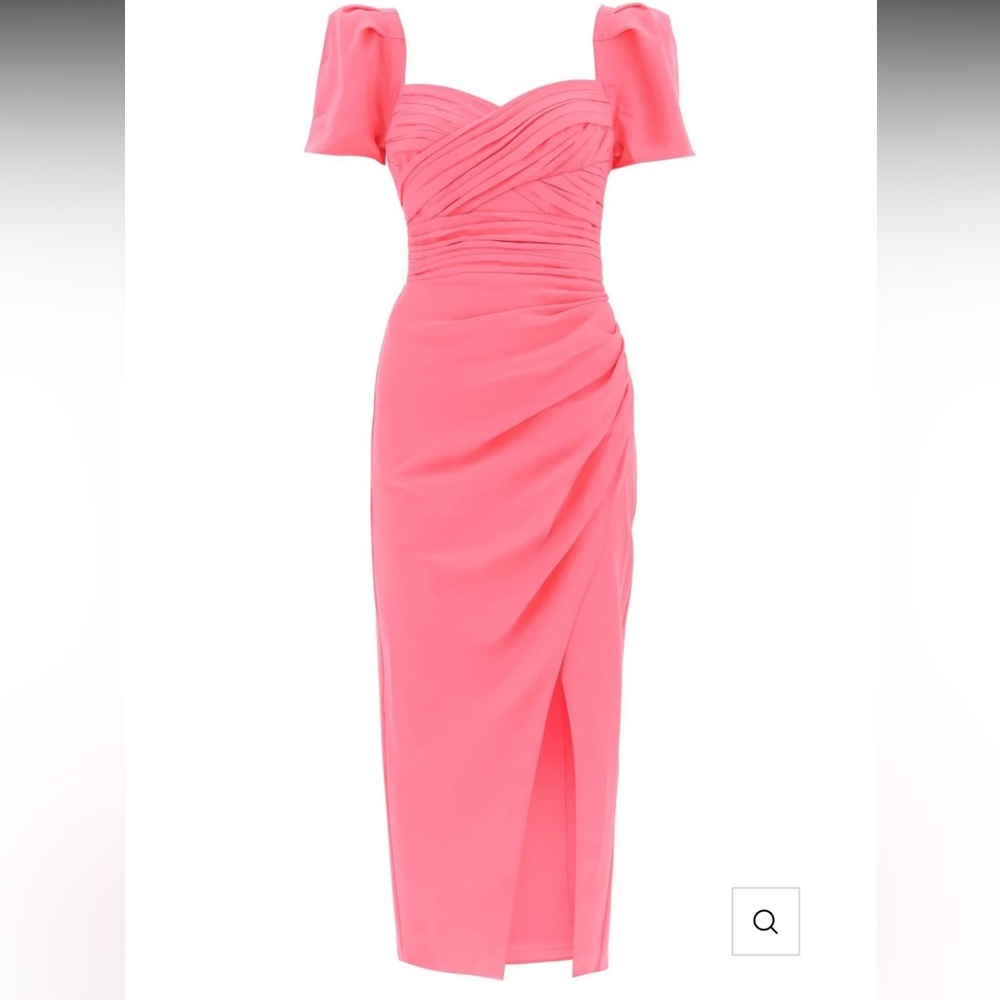 Iris Puff-Sleeve Stretch Crepe Midi-Dress HOT PINK SIZE 4 US/ 8 UK worn once